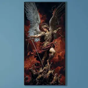 5D Diamond Painting Kit Full Round Diamond Angel, Warrior, Flame DIY Mosaic Wall Art, Beginner Craft Set (with Tools), Home Wall Decoration Gift, Diamond Art Kit