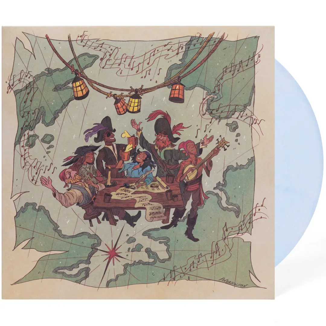 iam8bit Sea of Thieves Pirate Shanties Translucent Lagoon Music Vinyl Record - Mastered Wax, 16 of the Best In-Game Shanties, Collector's New Release Albums on Vinyl