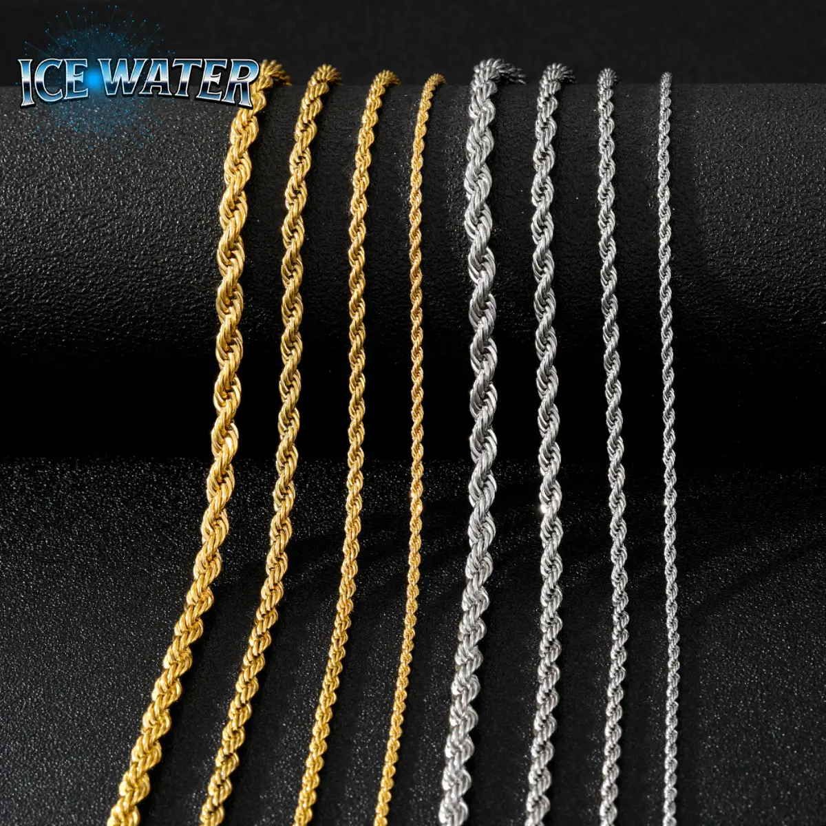 ICE WATER 2-6mm Stainless Steel rope chain Necklace 6-30inch - Stylish, Durable Rope Chain for Men and Women, Non-Fade, 18-24 Inches