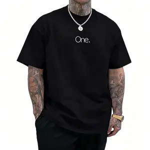 One. Minimalist Single Word Text Men’s Casual T‑Shirt Trending Streetwear Tee