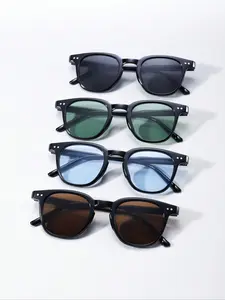 Men's Square Frame Tinted Lens Sunglasses, Trendy Casual Sunglasses for Everyday Use, Fashion Accessories for Outdoor Activities, High Quality Sunglasses