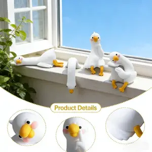 2026 New 4pcs Mini So Tired Lazy Duck Desk Decor Set – Cute & Funny Plastic Duck Figurines for Computer Screens, Car Dashboard, Office & Home Decor