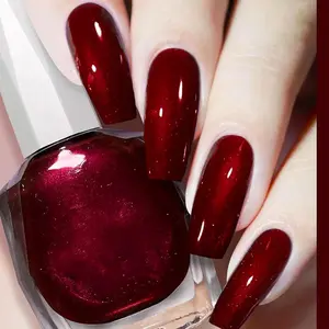 12ml Wine Red Nail Polish, Burgundy Quick Dry Nail Lacquer, Super Lustrous Nail Enamel Polish, Iridescent Ultrachrome Nail Art Varnish