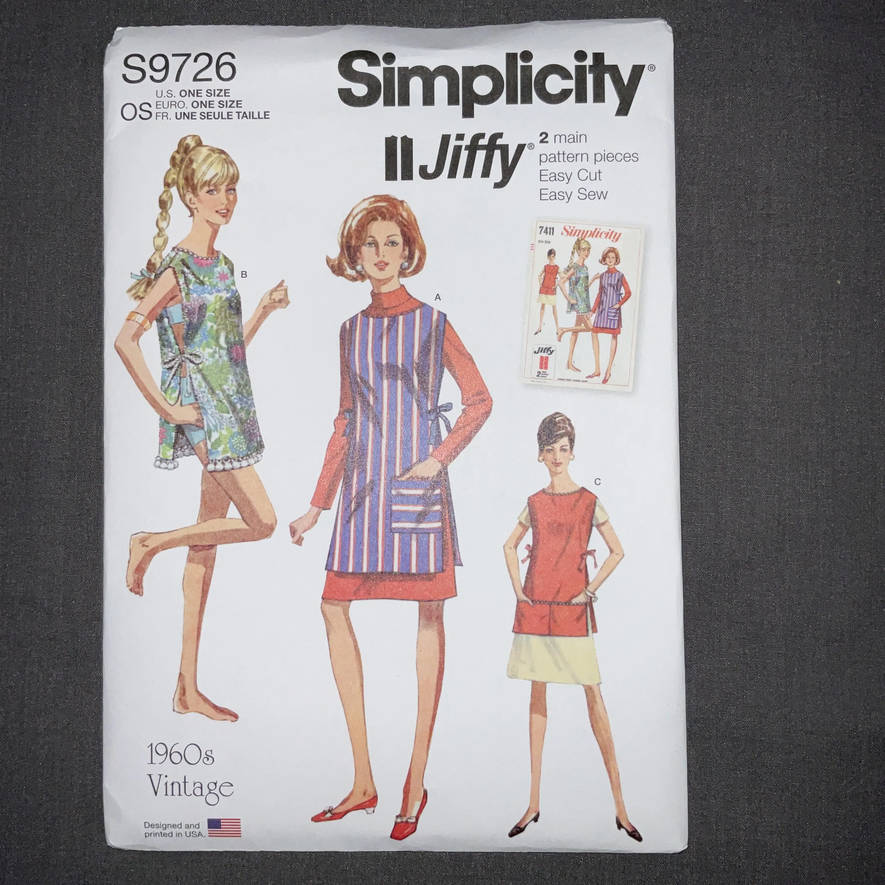 Simplicity S9726 Jiffy 1960s vintage style Misses' Apron or beach cover-up in two lengths