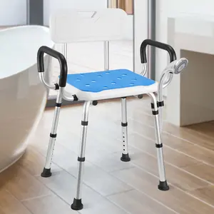 Bath Chair with Arms, Medical Shower Seat, Bariatric Bath Stool Safety Shower Bench with Reinforced Crossing Bar for Elderly, Adults, Disabled