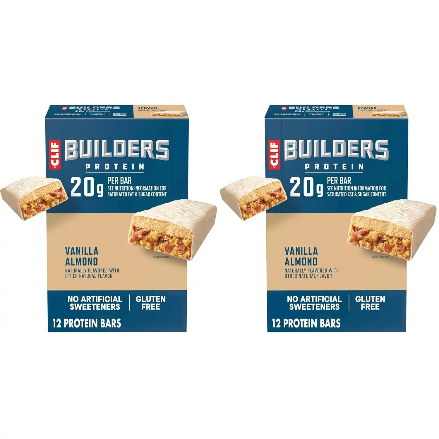 CLIF BUILDERS Protein Bars, Chocolatey Peanut Butter, 20g Protein, Gluten Free, Non-GMO, 12 ct