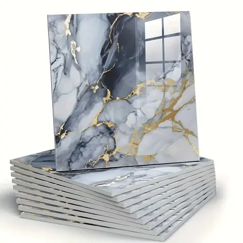 10/20pcs Waterproof KUUJOJO Peel and Stick Shower Tiles, Space Theme PVC Wall Panels for Bathroom Kitchen Living Room, 11.8x11.8 Inches Decorative Self Adhesive Wallpaper