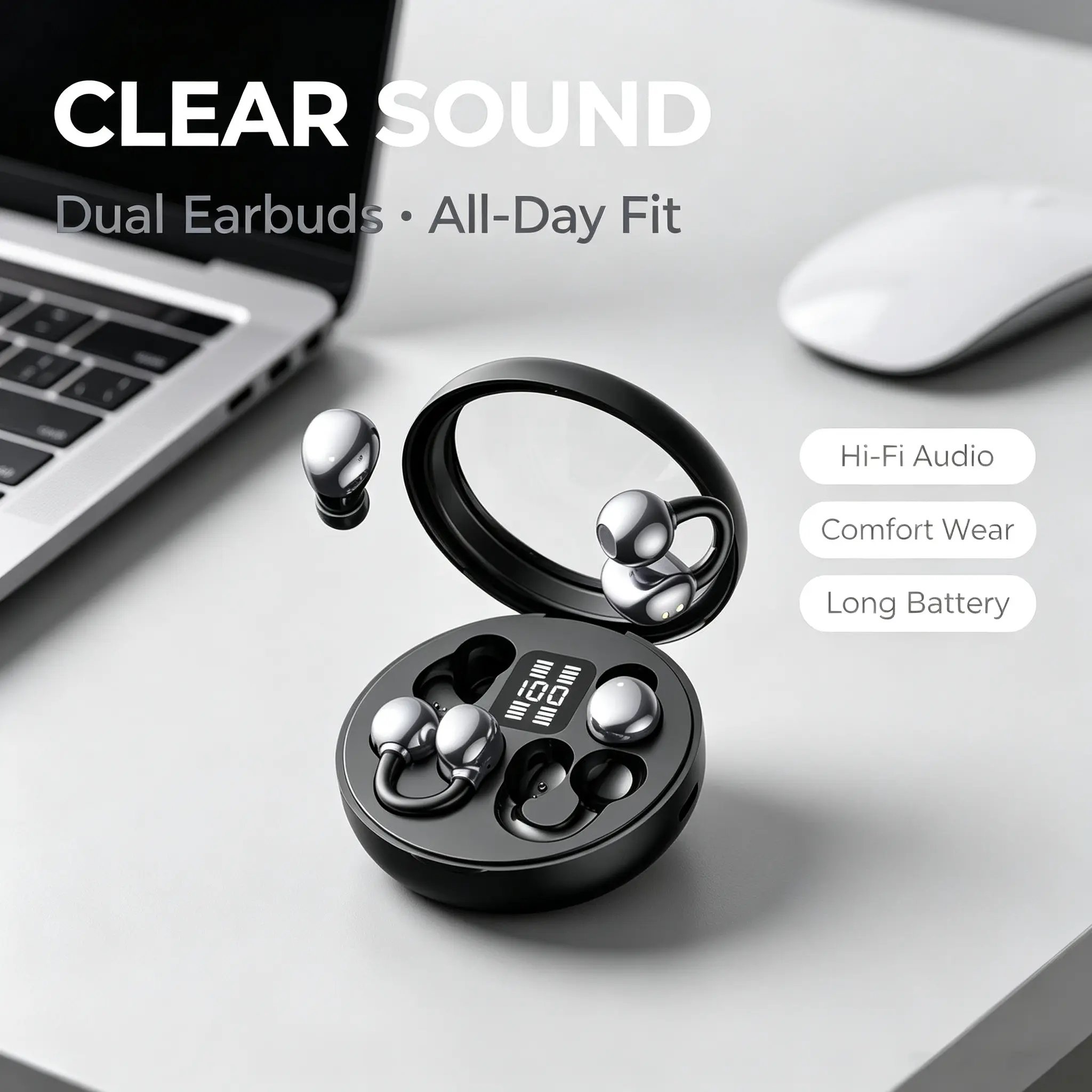 Bluetooth 6.0 In-Ear Wireless Earbuds - Stereo Sound Fashionable Headphones for Sports, Office Usestudent earbuds