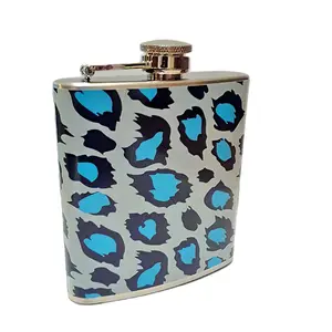 Leopard Pattern Hip Flask 6 oz (Assorted Colors)