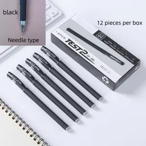 Boxed Needle Tip Neutral Pens 12pcs Carbon Matte 0.5mm Bullet Nib Water-Based Signing Pen Exam Writing Calligraphy