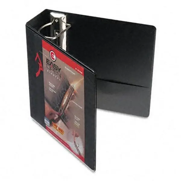 Cardinal 10341 Recycled ClearVue EasyOpen Vinyl D-Ring Presentation Binder- 4" Capacity- Black