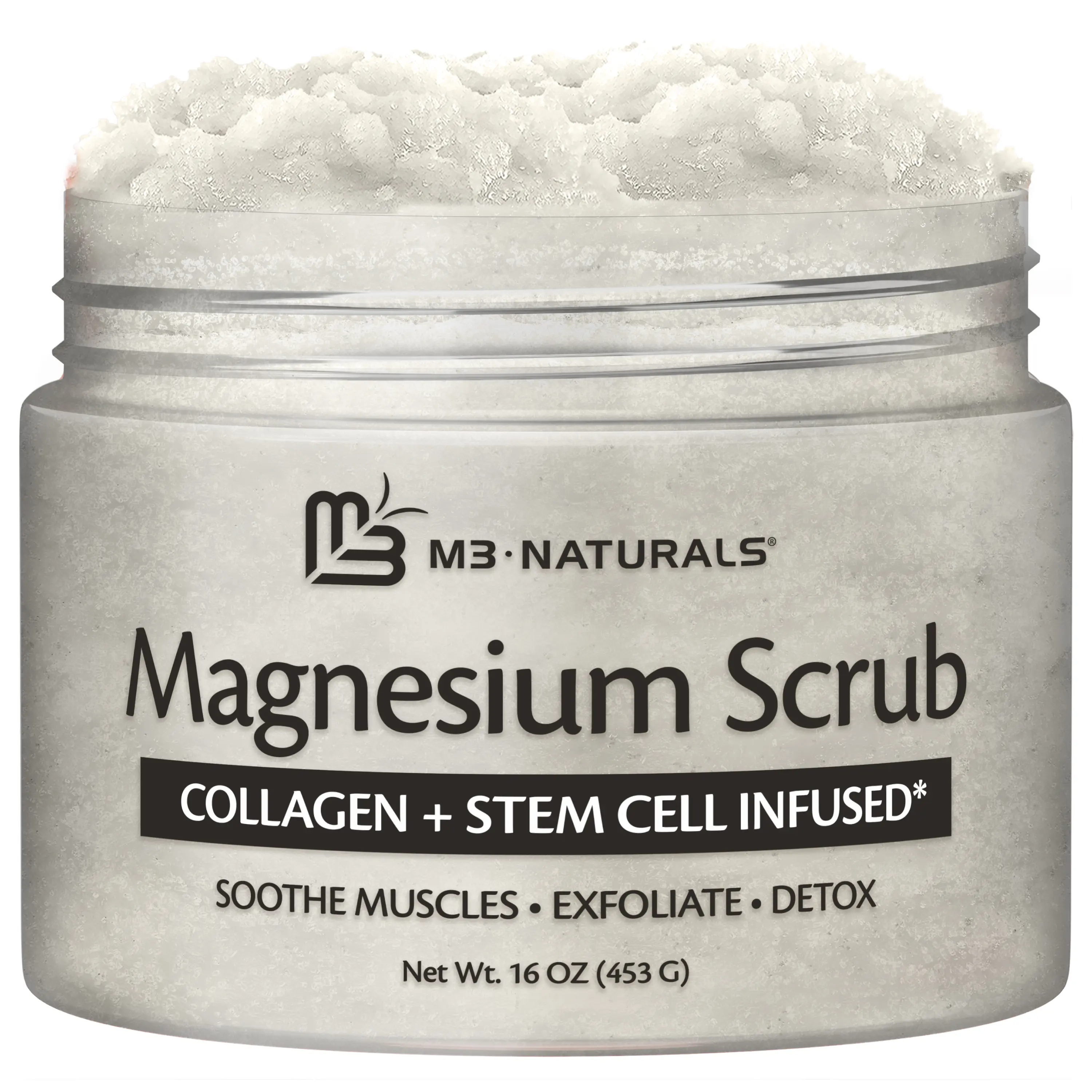 Magnesium Body Scrub for Sore Muscles, Exfoliation, Relaxation and Deep Hydration | Calming & Moisturizing Mineral-Rich Dead Sea Salt Formula With Collagen, Stem Cell & Shea Butter, 16 OZ (453 G), Body Exfoliant, Exfoliating Body Polish
