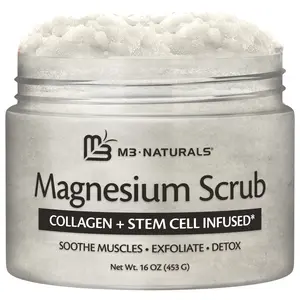 Magnesium Body Scrub for Sore Muscles, Exfoliation, Relaxation and Deep Hydration | Calming & Moisturizing Mineral-Rich Dead Sea Salt Formula With Collagen, Stem Cell & Shea Butter, 16 OZ (453 G)