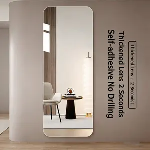 Self-Adhesive Mirror Sticker with Backing Tape, 15x47 Inch Soft Glass Mirror, Home Use Full-Length Mirror, Instagram Style Bedroom Reflective Film
