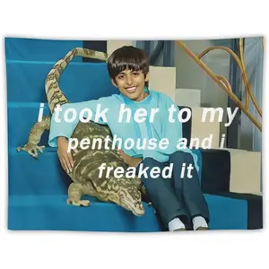 I Took Her To My Penthouse and I Freaked It Ravi Tapestry for Bedroom Aesthetic, Funny and Meme Tapestries for College Dorm and Living Room - Small Size 30"x40"