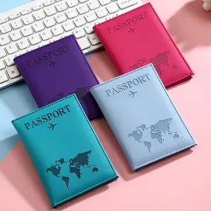 Embossed Map Passport Holder RFID Blocking Travel Wallet High Capacity Passport Case Cute Leather Protector Airport Cruise Vacation Gift,summerwins