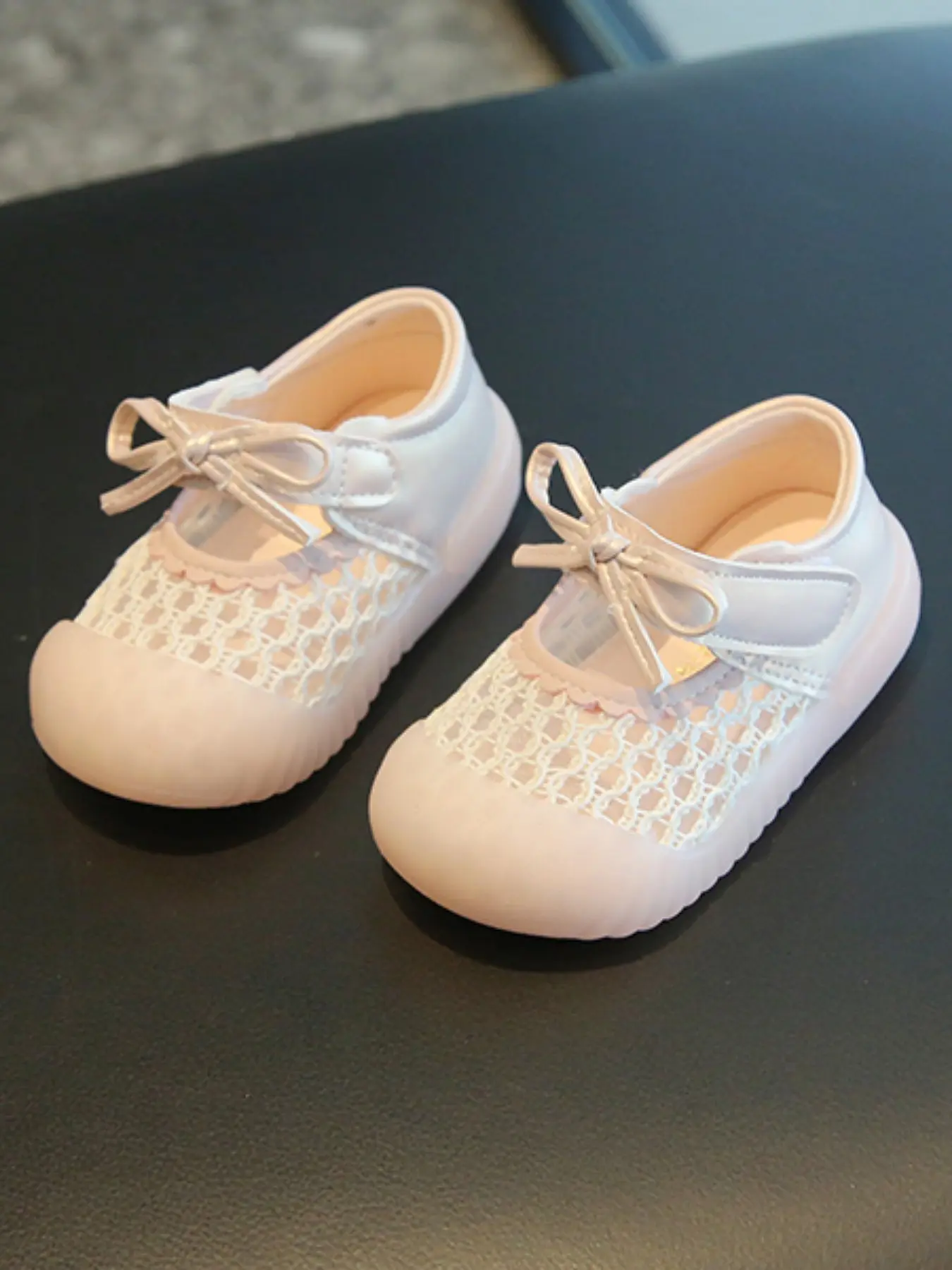 Girls' Mesh Learning Walkers, Kids Shoes, Breathable Non-Stuffy, Soft Sole Anti-Slip, Summer Toe Protector Shoes, Casual PU Rubber Sandals, Soft Soled Shoes