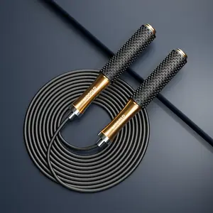 5mm Silicone Anti-Slip Sweat Absorbent Handle Metal Gravity Jump Rope, Weighted Jump Rope, Adjustable Fat Burning Exercise for Men and Women