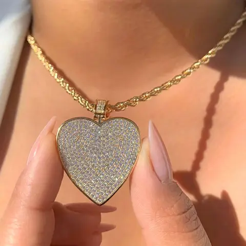 Heart Shaped Pendant for Women, 14K Gold Plated Necklaces, Zirconia Heart Necklace with 2/3mm Rope Chain, Simple Cute Minimalist, Gold Dainty Necklace, Birthday Gift Ideas, Cute Necklaces