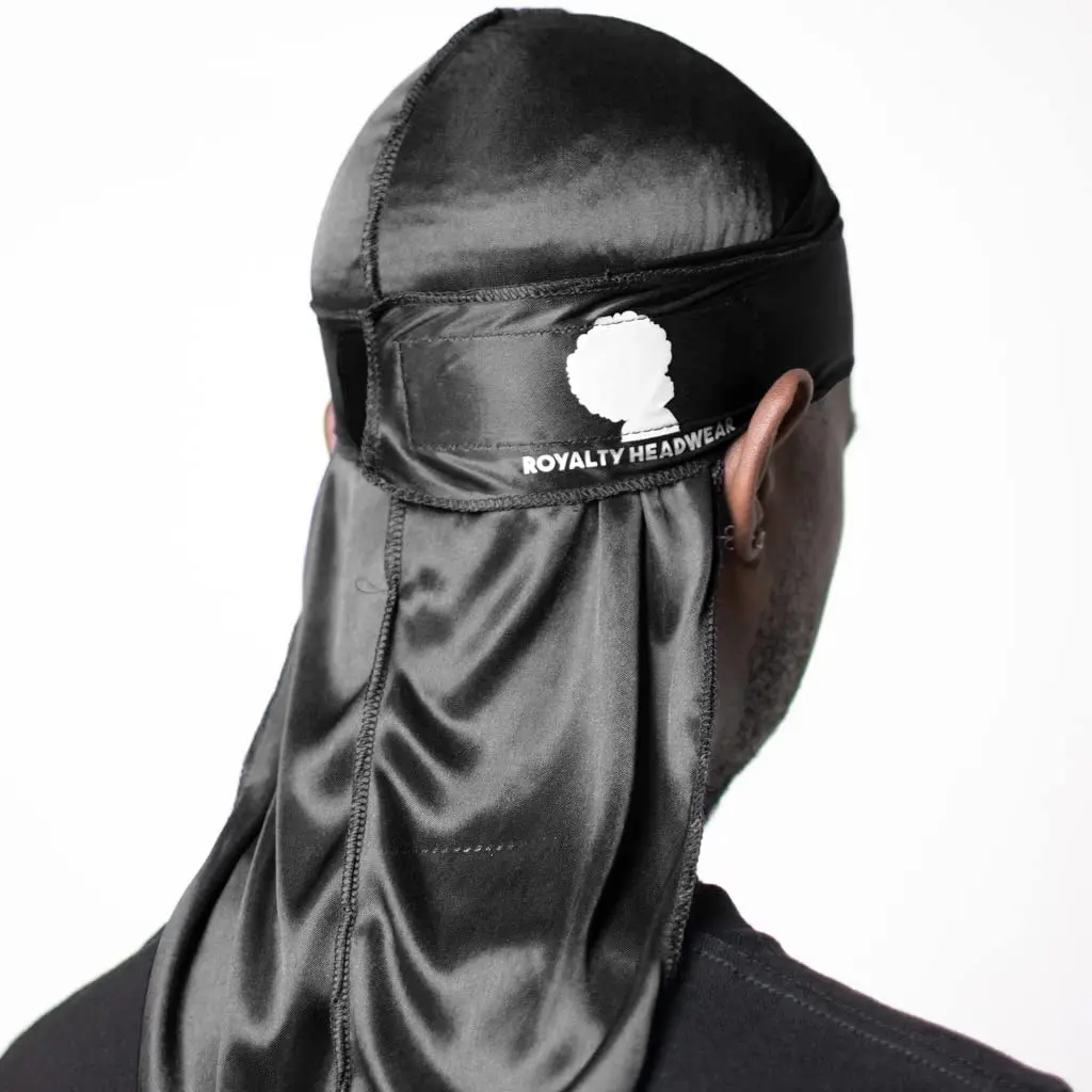 One strap silky durag for men premium quality with hook and loop closure black durag for men waves Scarf JinhuanXuan SHOP