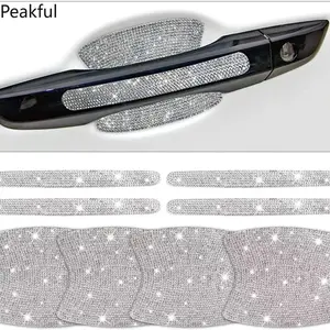 Rhinestone Car Door Handle Stickers, trending bling exterior decals with sparkling design. Scratch-resistant & easy to apply, stylish car accessories for women, ideal for daily driving, car styling and personalized vehicle decoration.