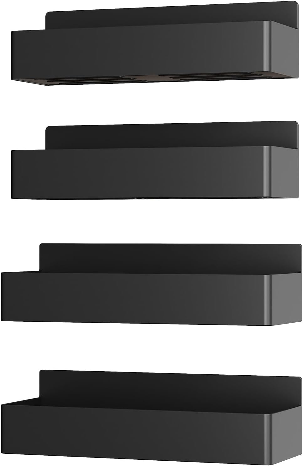 4 Pack Magnetic Spice Rack for Refrigerator, Kitchen Organizer and Storage Shelf, Black