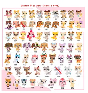 Custom 5 PC Miniature Bobble Head Pets Figurines - Shorthair Cat, Bat, Bunny, Cocker Spaniel, Husky, Collie, Great Dane, and Dachshund - Made from PVC for Kids Toyset Gifts