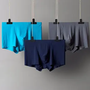 Mens Ice Silk Boxer Briefs Breathable Cool Underwear Low Rise Stretch Boxers