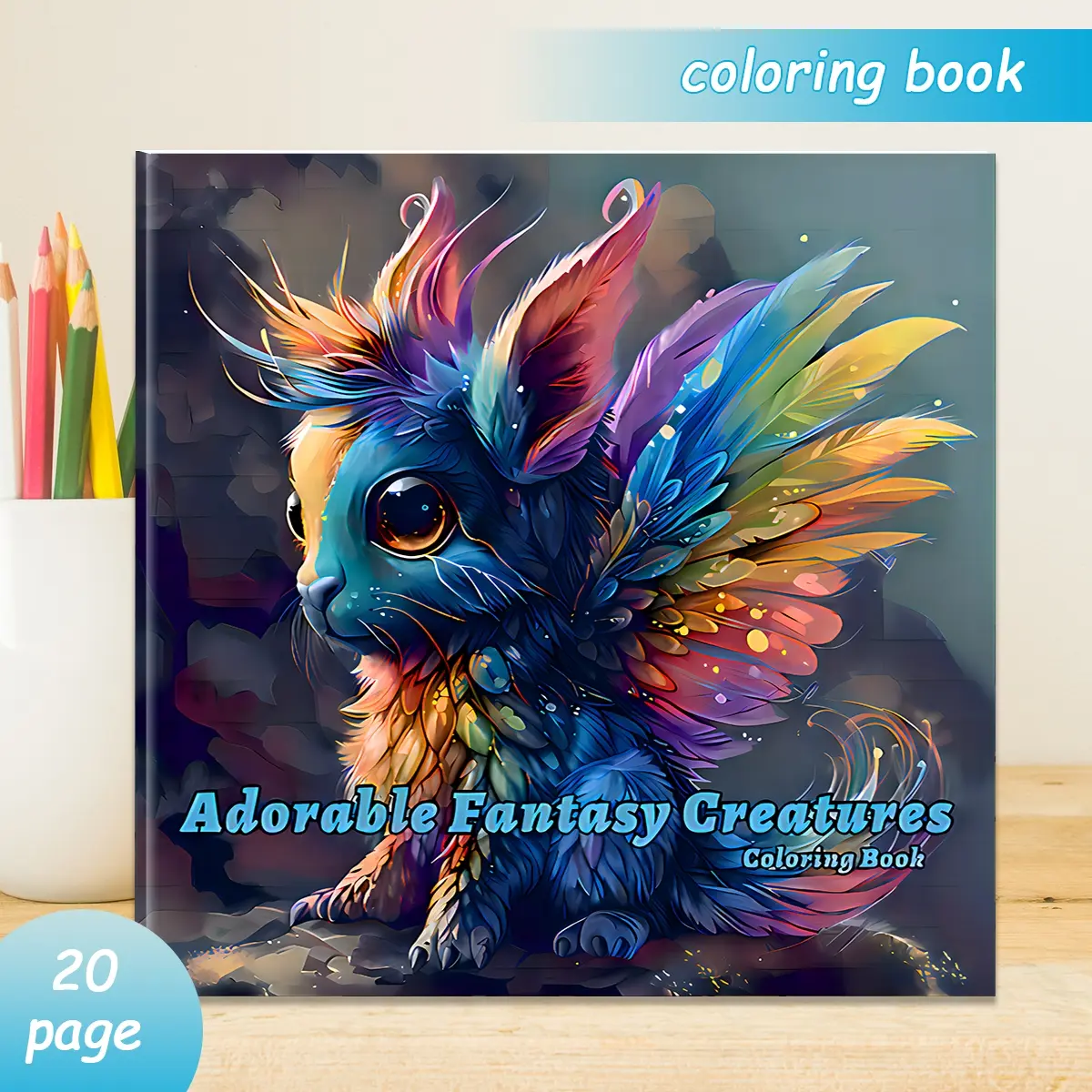 Hand-Drawn Coloring Book with Cute Creatures, Thick Paper, 20 Pages, Art Supplies for Adults & Teens, Ideal Gift, Fun Drawing Activity, Artistic Imagination, Art Sketchbook