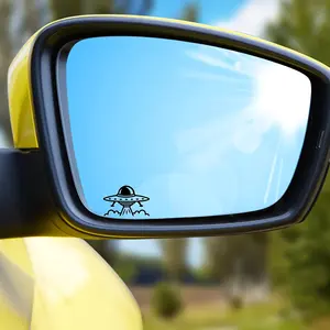 2PCS/SET Hardcore Sci-Fi Style "UFO" Rearview Mirror Sticker, Car Stickers, Suitable for Car Rearview Mirrors, Bodies, Motorcycle Side Panels, Personalized Decal for Alien Culture and Sci-Fi Aesthetics Enthusiasts