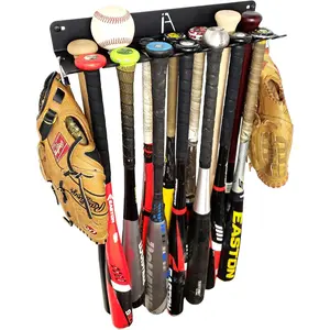 XL (Holds 14 Bats) Fence & Wall Mounted Baseball/Softball Steel Bat Rack - Hardware Included for Fences/Concrete Heavy Duty Steel Rack for Baseball Storage Organization