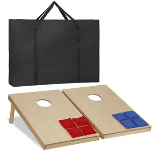 Regulation Size Pine Wood Cornhole Game Set - 3x2 ft Customizable Unfinished Boards with 8 Bean Bags, Carry Case for Tailgating, Camping Outdoor Lawn Games (Personalize Option Included)