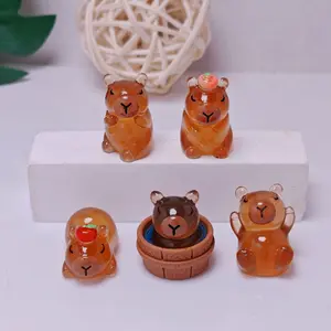 Night Glow Capybara Micro Landscape Desktop Decor, Trendy DIY Keychain, Resin Accessory, Tiktok Hot Item, Car Dashboard Ornament, Glow In The Dark