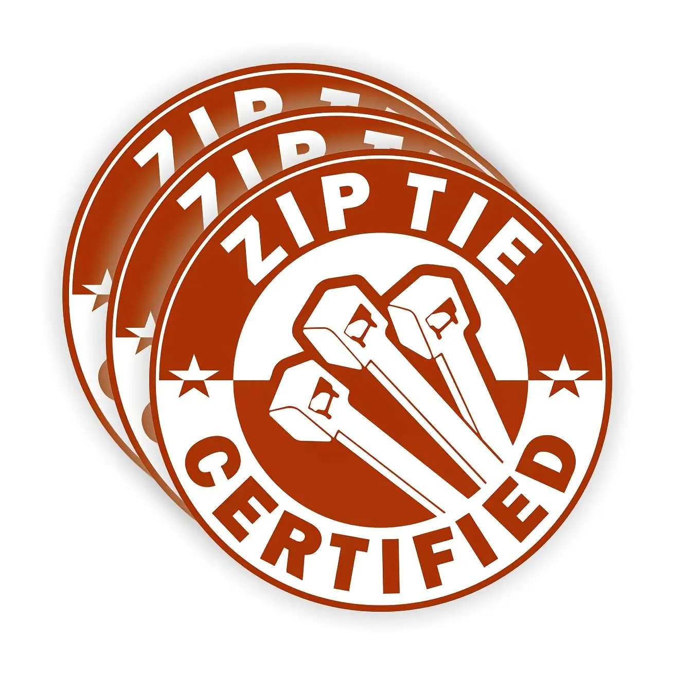 3PCS/SET Personalized "Zip Tie Certified" Decor Sticker, Car Decals, Automotive Decals, Decal for Cars, Universal Car Sticker Stick on car bodies/tool bag shells, the retro badge + tool elements makes an industrial decor for bodies