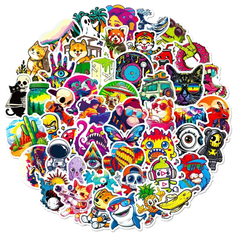 50 Street Art Hip-Hop Graffiti Stickers, Trendy Dance Rap Decorative Stickers, DIY Motorcycle Stickers, Colorful and Creative Design, Aesthetic Stickers
