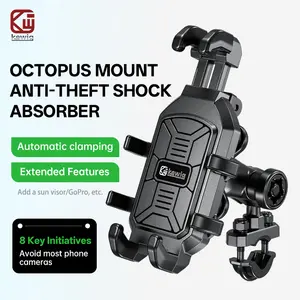 KEWIG-M26S Motorcycle Phone Mount - Dual Shock Absorption & Anti-Theft Design. 720° Adjustable, Universal Fit for 5.4"-7.2" Phones, Perfect for Bike, Scooter & ATV