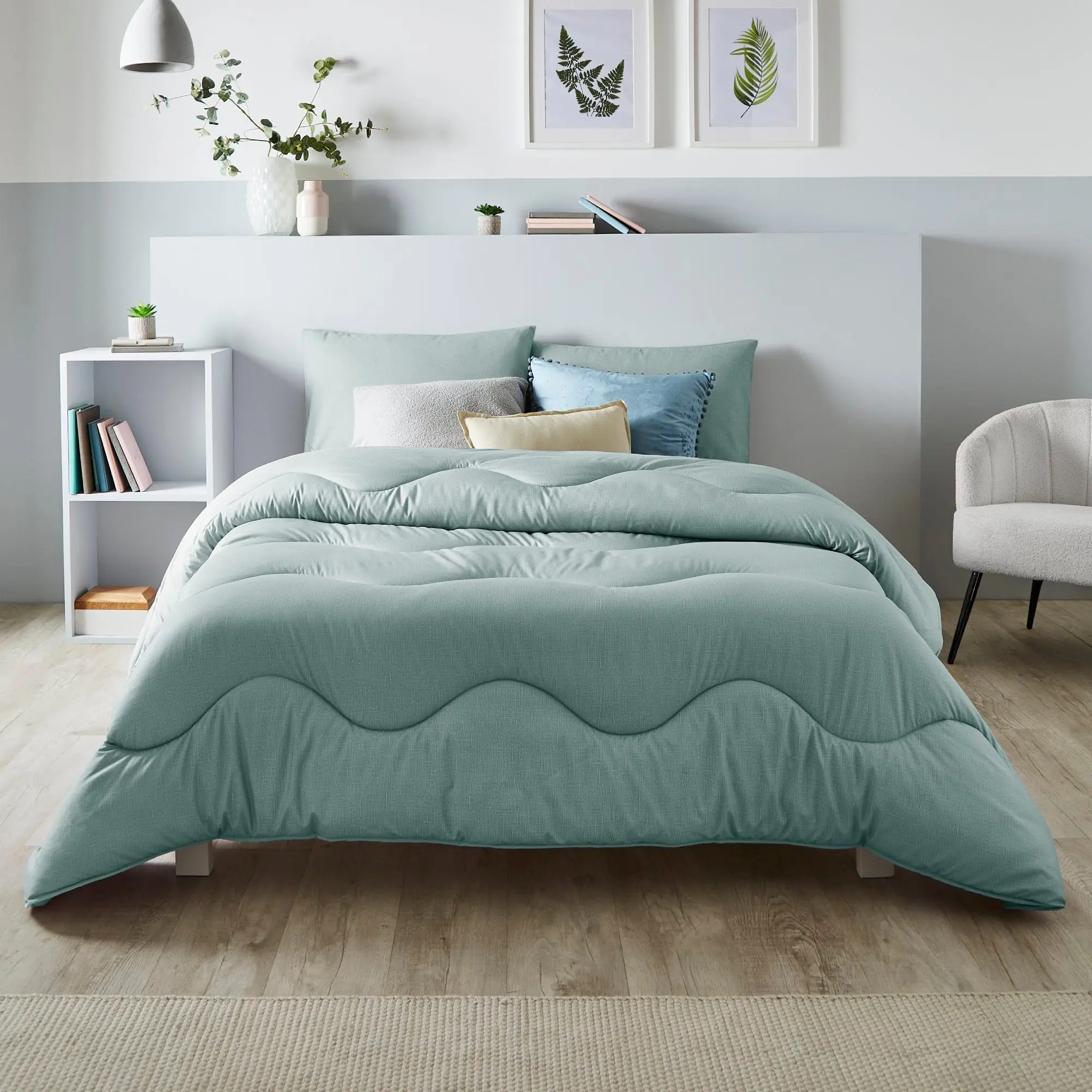 Seagrass Green Linen Print All-In-One Comforter
