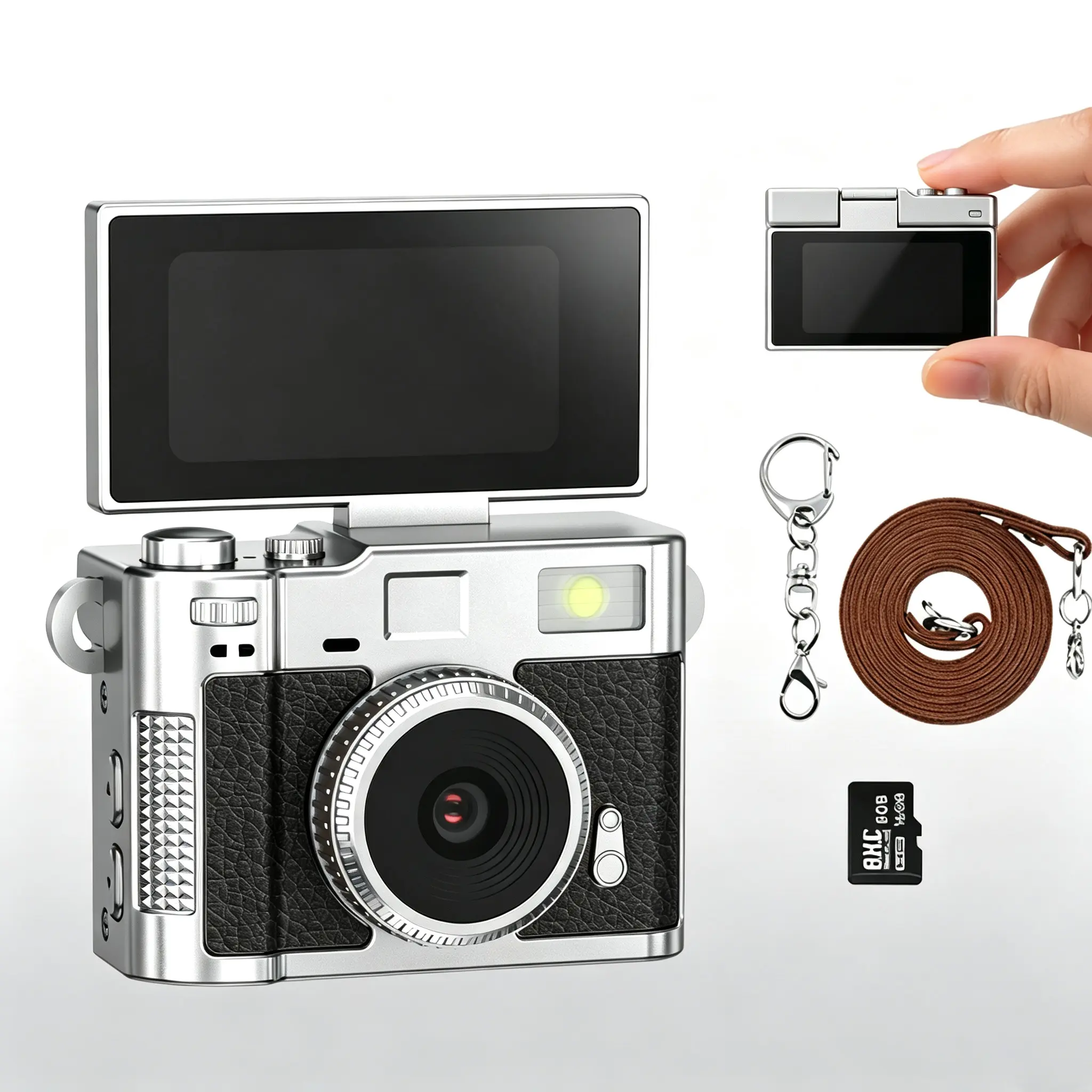 Mini Digital Camera with Zinc Alloy Metal Shell, 1080P HD Vlogging Camera with Flash & 1.47 Inch Screen, 16GB Card & Charging Cable Included, Sturdy Durable Pocket Camera for Travel Daily Use, student Premium y2k Gift for Teens Girls Boys Kids