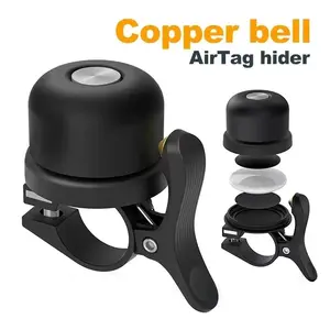 Classic Brass Bike Bell: Waterproof Case & Mount for Apple AirTag/GPS Tracker – Air Tag Holder Under Bike Bell