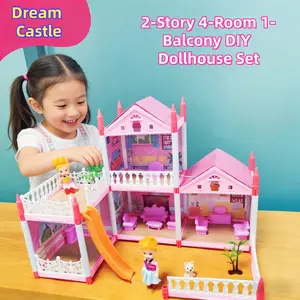 Educational DIY Dollhouse: 3D Assembly Princess Castle Villa With LED Lights - A Fun And Engaging Toy Set For Girls, Promoting Cognitive Skills And Color Recognition For Play And Gift - Giving