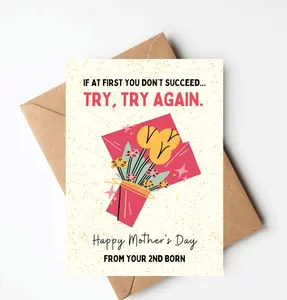 Funny Mothers Day Card From Second Born, Middle Child Mothers Day Card, Funny Sarcastic Card For Mom