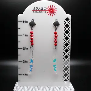 Michael Myers Iridescent Knife Earrings with Coral Beads