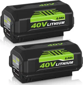 2Pack 6000mAh 40 Volt OP4060 Replacement for Ryobi 40V Battery 6.0Ah Compatible with Ryobi 40 Volt Lithium Battery OP40602 OP40601 OP4060A1 OP4026A OP4075A(Green)