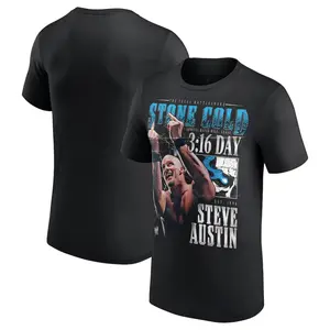Retro Stone Cold Steve Austin 316 Day Middle Finger Photo T-Shirt - Black, Gift for W-W-E Fans, High-Quality Print, Comfortable Cotton, Trending Us Streetwear, Menswear Tops Crewneck Shortsleeve