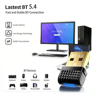 Bluetooth 5.4 Compatible USB Adapter, Compact Compatible with Windows 11/10/8.1, Receiver Dongle, Aftermarket Accessory, Sub Device, Bluetooth，5.4 Dongle with EDR BLE 20m Transmission Range 3Mbps Speed Plug and Play for PC Laptop Desktop