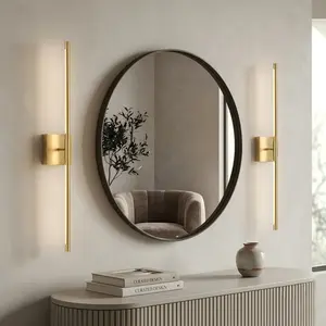2-Pack Gold Rechargeable Wall Sconces - 10000 mAh Cordless LED Home Lighting, Adjustable Height Rotating Wall Lamps & Sconces for Bathroom Mirror, Bedroom