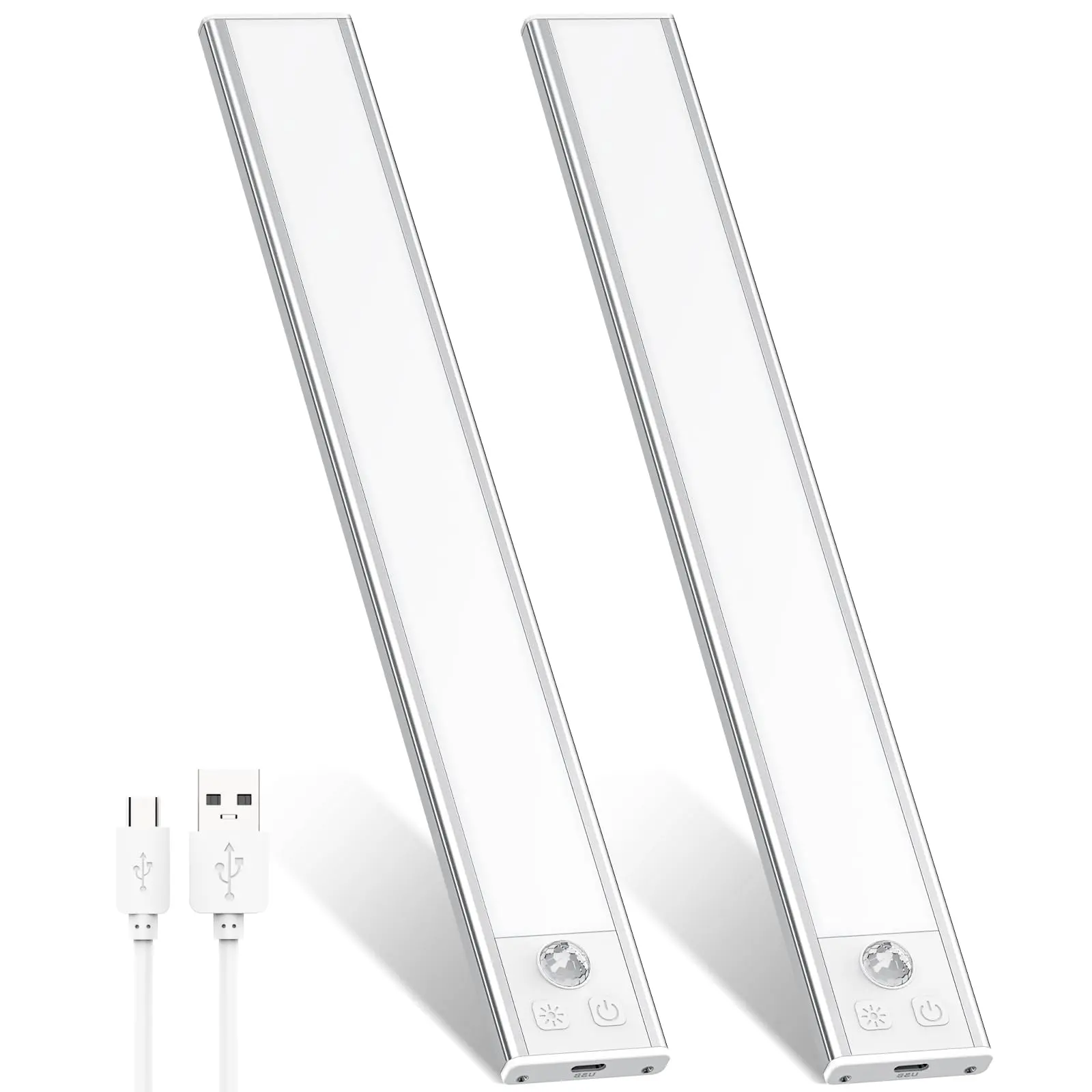 Motion Sensor Cabinet Lights, Rechargeable Magnetic Under Counter Lights, 1500mAh USB Closet Lighting for Kitchen, Stairs, and Indoor Use, Dimmable & Wireless