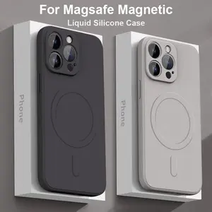 Liquid Silicone For Magsafe Wireless Charge Magnetic Case for iPhone 15 14 13 12 Mini 11Pro Max Plus XR XS Shockproof Soft Cover Protector Screen Protector Smartphone Cellphone Protective Protection Casing Black