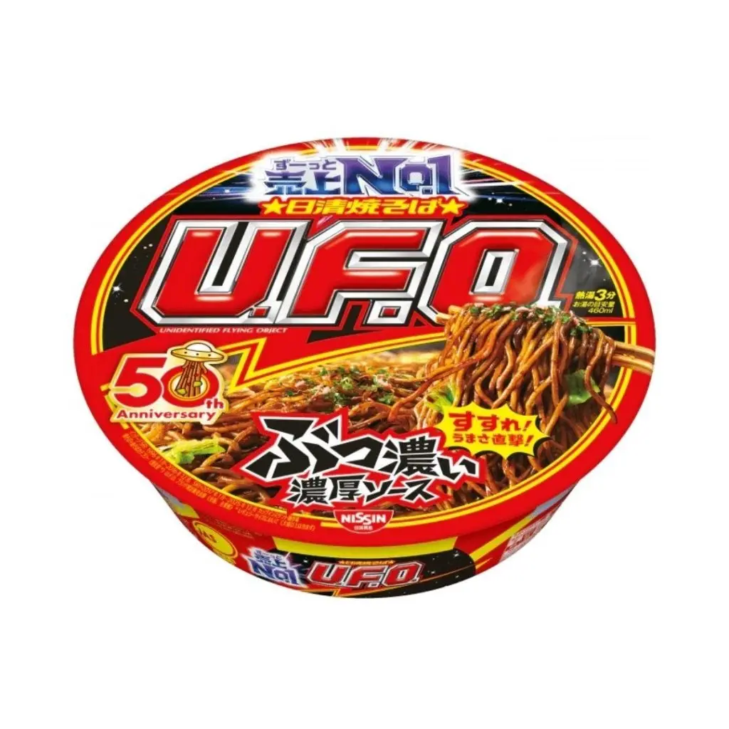 Nissin Foods U.F.O. Instant Yakisoba Noodles - 128g Single Serve, Ambient Pantry Food for All Ages, High Carbohydrate Salty & Savory Noodles