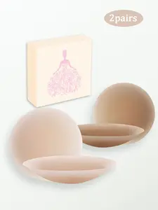 2 Pairs Women's Reusable Silicone Nipple Covers, Waterproof Invisible Adhesive Pasties, Comfortable Skin-Friendly Nipple Patches for Strapless Bras & Backless Outfits, Reusable Washable Bra Accessories with Exquisite Gift Box, Ideal Gift for Her